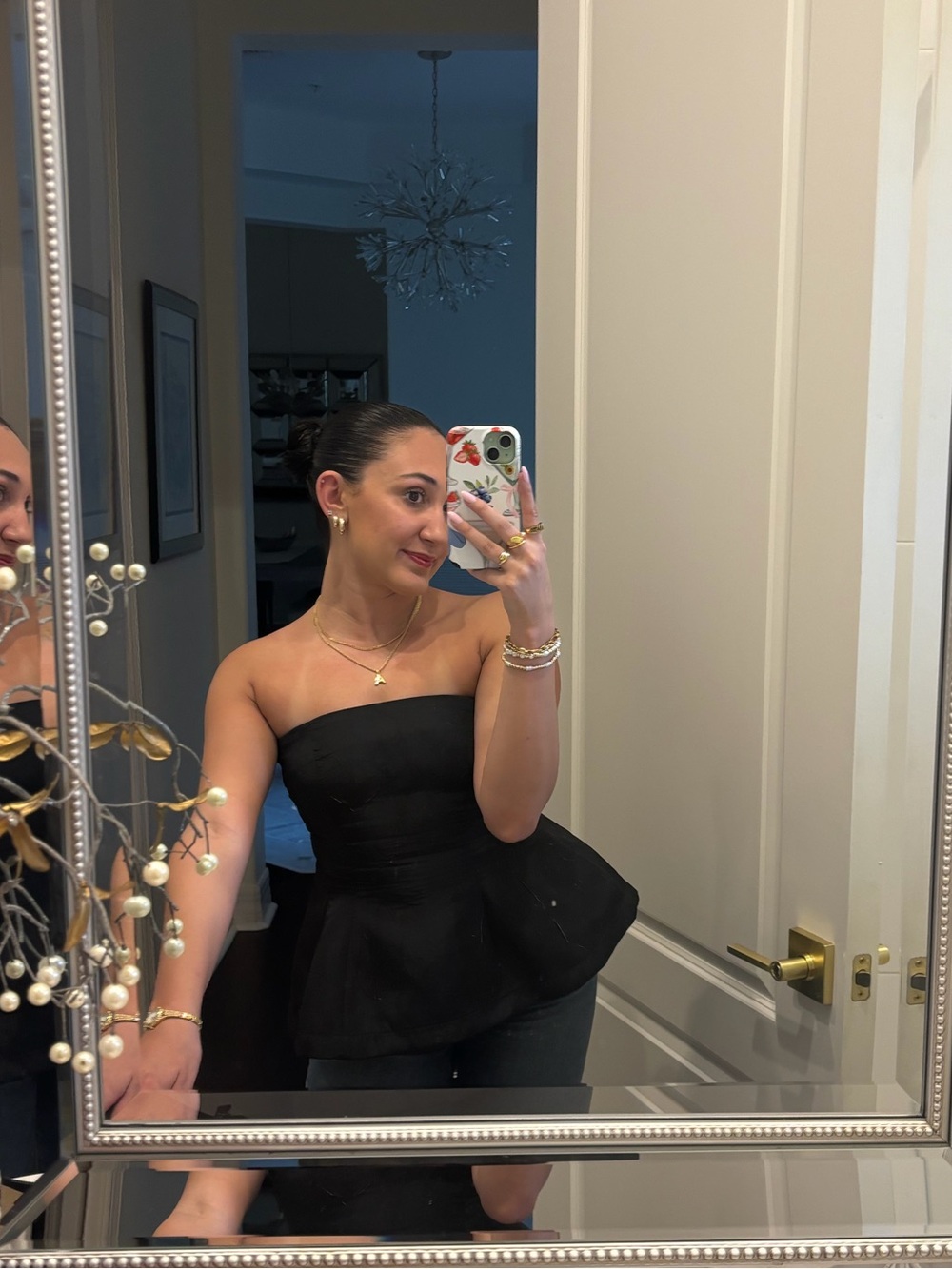 ZARA Strapless Black Peplum Top